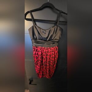 City Studio Black and Red Leopard Print Chemise